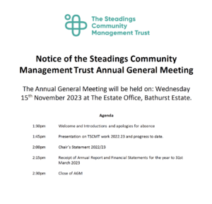 Read more about the article Notice of the Steadings Community Management Trust AGM